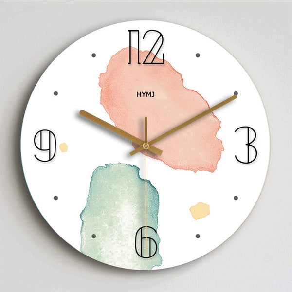 Round Fashion Clock Wall Wooden Living Room Creative Needle Watches Bedroom Home Decor Wall Clock - Calipsoclock