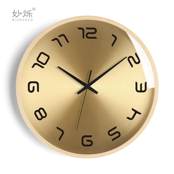 Nordic Luxury Large Wall Clock Wood Living Room Gold Clocks Wall Home Decor Bedroom Modern Design Duvar Saati Gift Ideas FZ109 - Calipsoclock