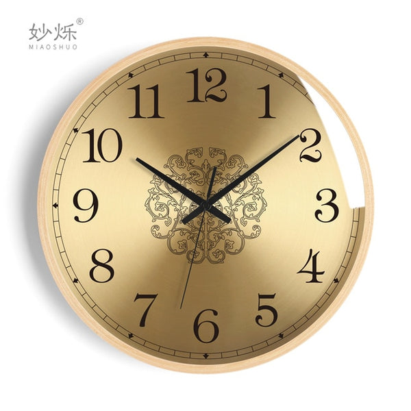 Nordic Luxury Large Wall Clock Wood Living Room Gold Clocks Wall Home Decor Bedroom Modern Design Duvar Saati Gift Ideas FZ109 - Calipsoclock