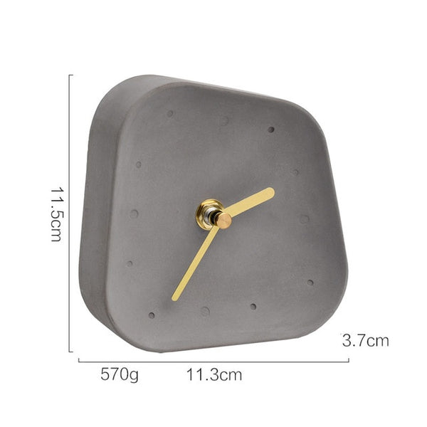 Nordic Home Decoration Accessories Geometry Shaped Cement Table Clock Desktop Decoration Mute Concrete Small Desk Clock - Calipsoclock
