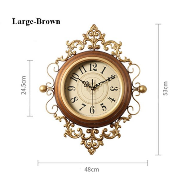 Retro Large Wall Clock Silent Vintage Clock On The Wall For Living Room Classical Wall Watches Home Decor Metal Wall Decorations - Calipsoclock