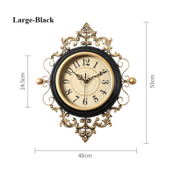 Retro Large Wall Clock Silent Vintage Clock On The Wall For Living Room Classical Wall Watches Home Decor Metal Wall Decorations - Calipsoclock