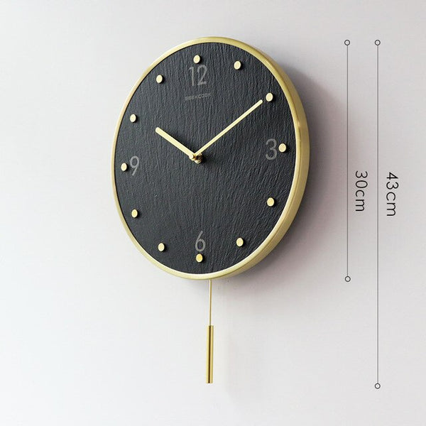 Minimalist Pendulum Luxury Wall Clock Gold Brass Creative Kitchen Round Simple Wall Watches Quartz Klok Home Decoration AA50ZB - Calipsoclock