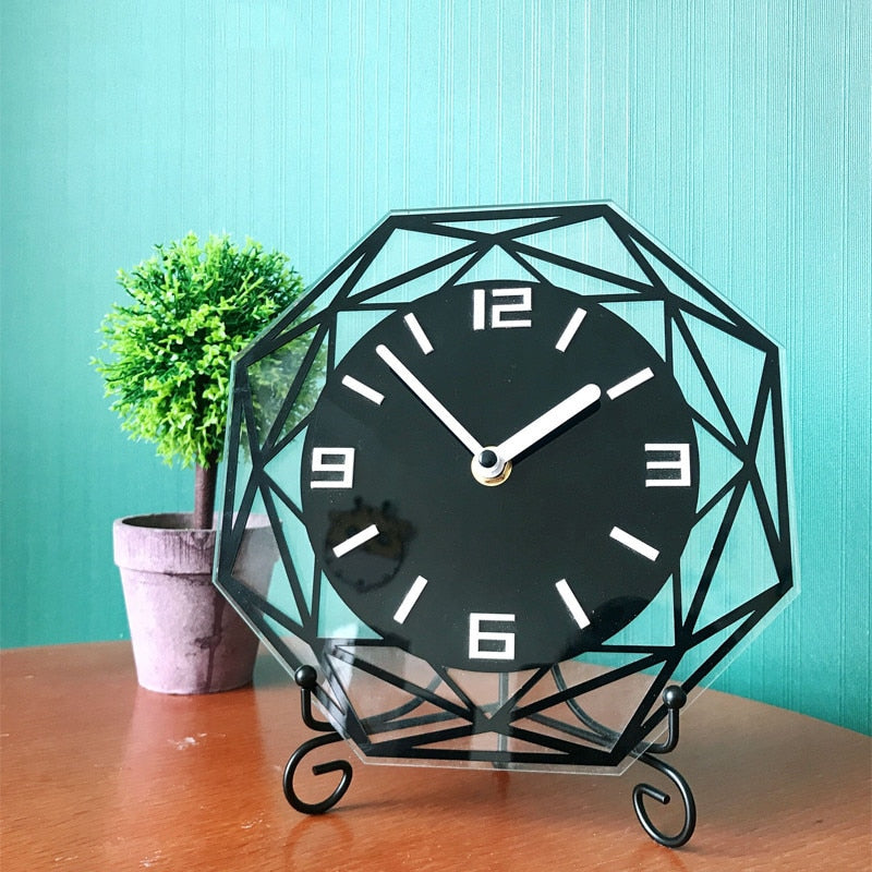 Nordic Home Decoration Table Clock Modern Minimalist Iron Acrylic Clock Living Room Bedroom Large Office Desktop Mute Clock - Calipsoclock