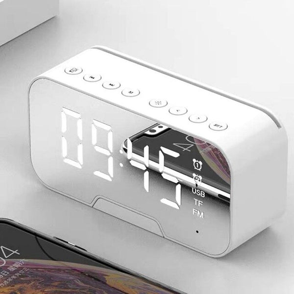 LED Mirror Alarm Clock With Wireless Bluetooth Speaker And FM Radio Digital Table Clock Home Decoration 2-in-1 LED Alarm Clock - Calipsoclock