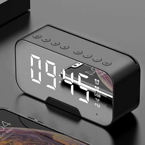 LED Mirror Alarm Clock With Wireless Bluetooth Speaker And FM Radio Digital Table Clock Home Decoration 2-in-1 LED Alarm Clock - Calipsoclock