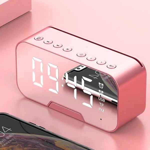 LED Mirror Alarm Clock With Wireless Bluetooth Speaker And FM Radio Digital Table Clock Home Decoration 2-in-1 LED Alarm Clock - Calipsoclock