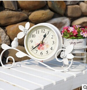 Rural Style Metal Bird clock Home Decoration  Handwork  Garden Table clock  With Pen Pot Black White Colour - Calipsoclock