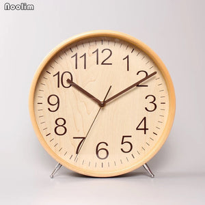 NOOLIM Table Clock Desktop Living Room Simple Solid Wood Clock Modern Large Pendulum Clock Creative Minimalist Ornaments - Calipsoclock