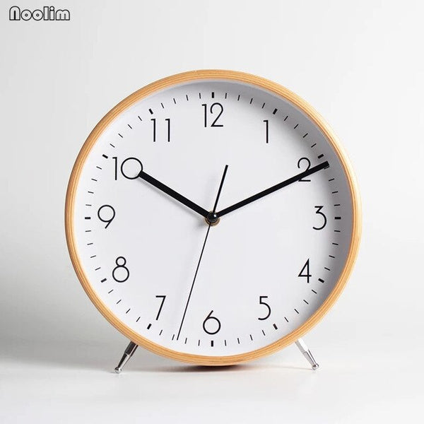 NOOLIM Table Clock Desktop Living Room Simple Solid Wood Clock Modern Large Pendulum Clock Creative Minimalist Ornaments - Calipsoclock